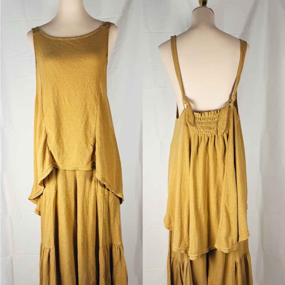 Free People Mustard Layered Jumpsuit